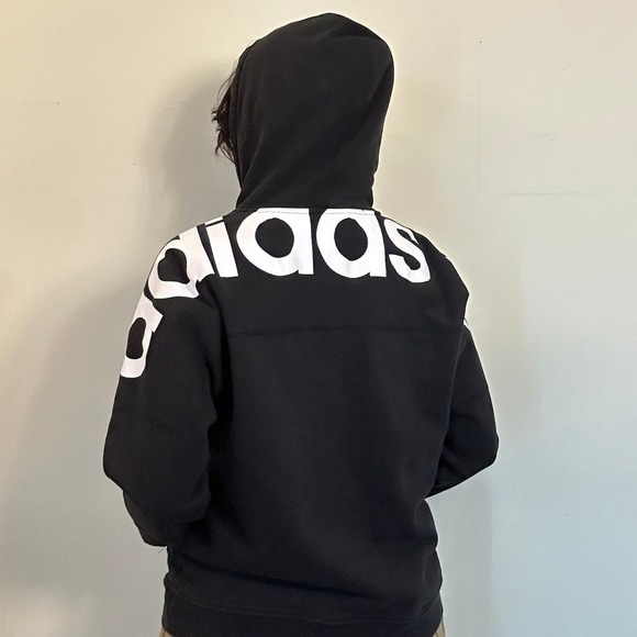 Adidas Originals Hoodie Black Oversized Logo Size M - Picture 4 of 11